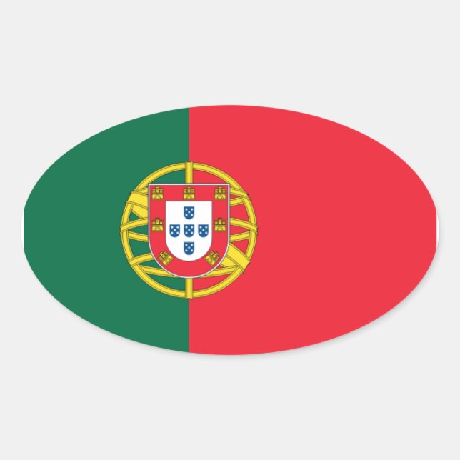Nationale Flagge Portugals Ovaler Aufkleber (Vorderseite)