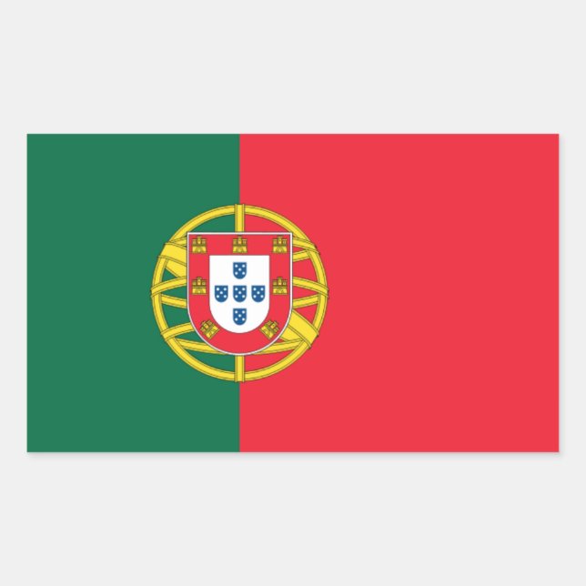 Nationale Flagge Portugals Rechteckiger Aufkleber (Vorderseite)