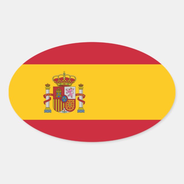 Nationale Flagge Spaniens Ovaler Aufkleber (Vorderseite)