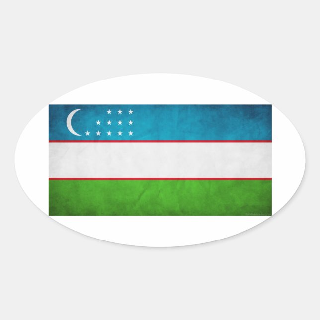 Nationale Flagge Usbekistans Ovaler Aufkleber (Vorderseite)