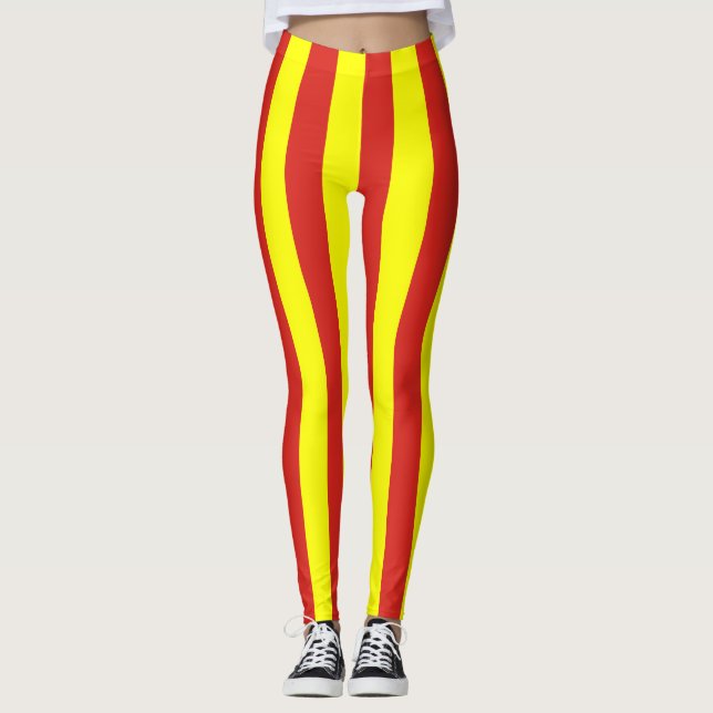 Nationale Flaggenfarben Vietnams vertikal gestreif Leggings (Vorderseite)