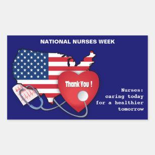 Nationale Krankenwoche. USA Patriotic Design Custo Rechteckiger Aufkleber
