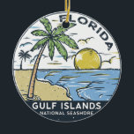Nationale Küste der Golfinseln Vintag Keramik Ornament<br><div class="desc">Das Golf Islands National Seashore handgezeichnete Illustration mit Palmen und Wellen im Hintergrund. Ideal für alle,  die Lieben haben,  das National Seashore der Golfinseln zu besuchen.</div>
