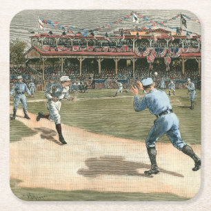 Nationale Liga-Baseball-Spiel 1886 Rechteckiger Pappuntersetzer