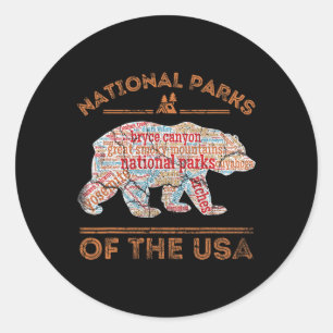 Nationale Parks Bär Wandern Reisen Camping Outdoor Runder Aufkleber