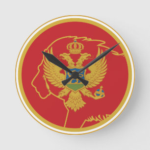 Nationale Tierflagge Montenegro Lion Montenegrén Runde Wanduhr