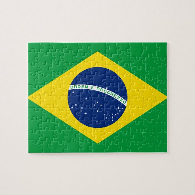 Nationale Weltflagge Brasiliens Puzzle (Horizontal)