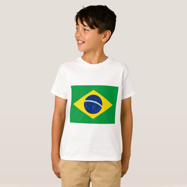 Nationale Weltflagge Brasiliens T-Shirt (Vorne ganz)