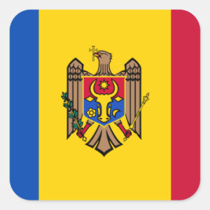 Nationale Weltflagge Moldau Quadratischer Aufkleber