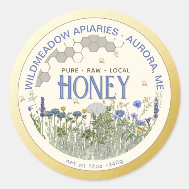 Nationale Wildblume und Honig für Bienen - Gütesie Runder Aufkleber (Vorderseite)