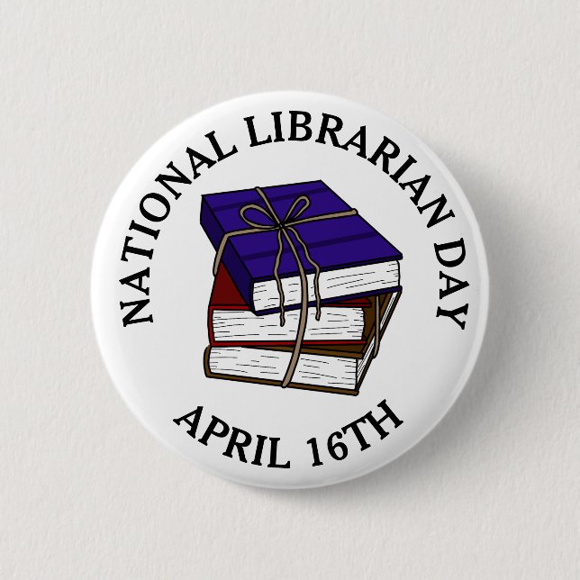 Nationaler Bibliothekartag 16. April Button (Vorderseite)