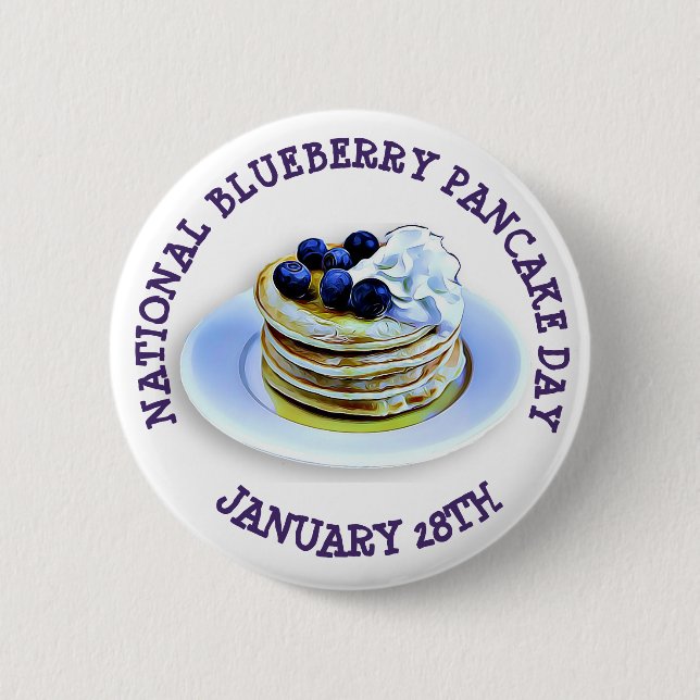 Nationaler Blueberry Pancake Day 28. Januar Button (Vorderseite)