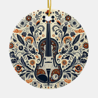 Nationaler Geigentag Melodie-Aufkleber mit Volksku Keramik Ornament