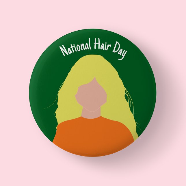 Nationaler Haartag - Blondes Abzeichen/ Schaltfläc Button (Dark brown - national hair day)