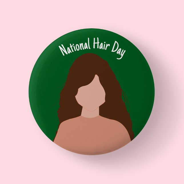 Nationaler Haartag - Braun-Haar-Abzeichen/ Schaltf Button (Brown hair - national hair day)