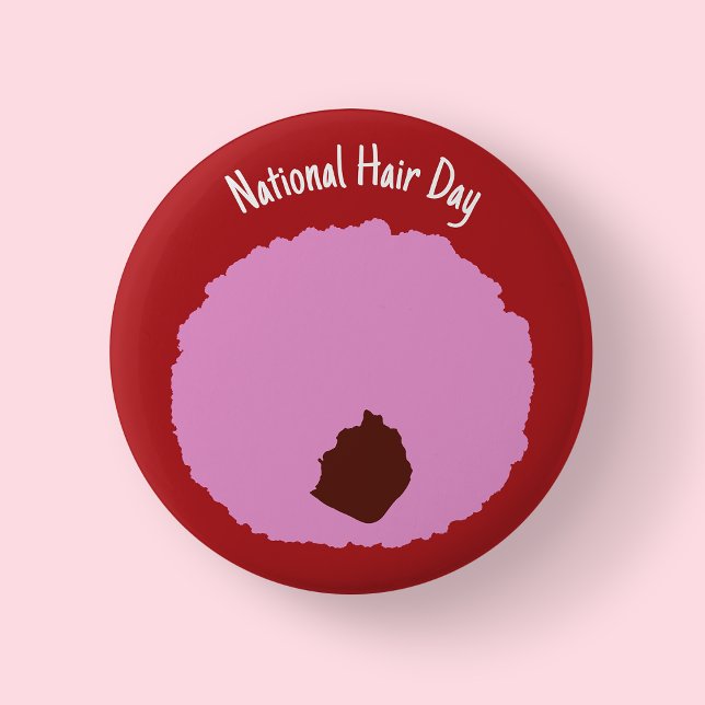 Nationaler Haartag - rosa Afro Abzeichen/ Button (pink afro - national hair day)