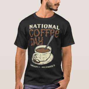 Nationaler Kaffeetag Jeden Tag Funny Coffeine Cat T-Shirt