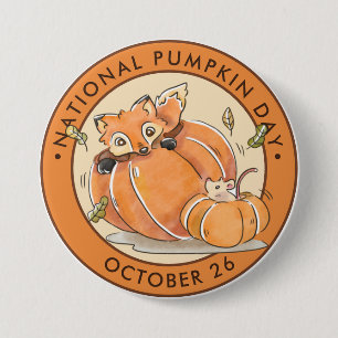 Nationaler Kürbistag, Wasserfarbenfox, Maus Button