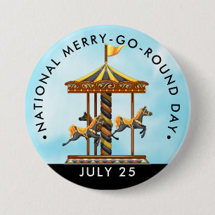 Nationaler Merry-Go-Round-Day, schwarze Pferde Button