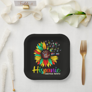 Nationaler Monat des hispanischen Erbes Sonnenblum Pappteller