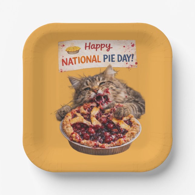 Nationaler Pie-Tag Katzen-Teller Pappteller (Vorderseite)
