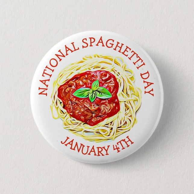 Nationaler Spaghetti-Tag 4. Januar Button (Vorderseite)