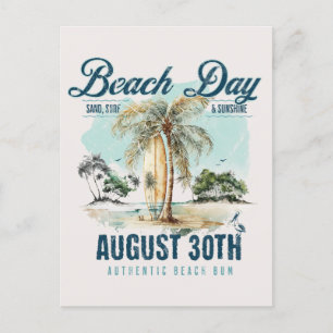 Nationaler Strandtag, Vintage-Surfbrett Postkarte