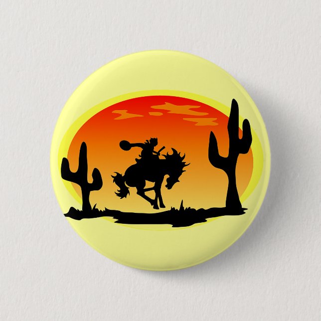 Nationaler Tag der Cowboybronco-Silhouette Button (Vorderseite)