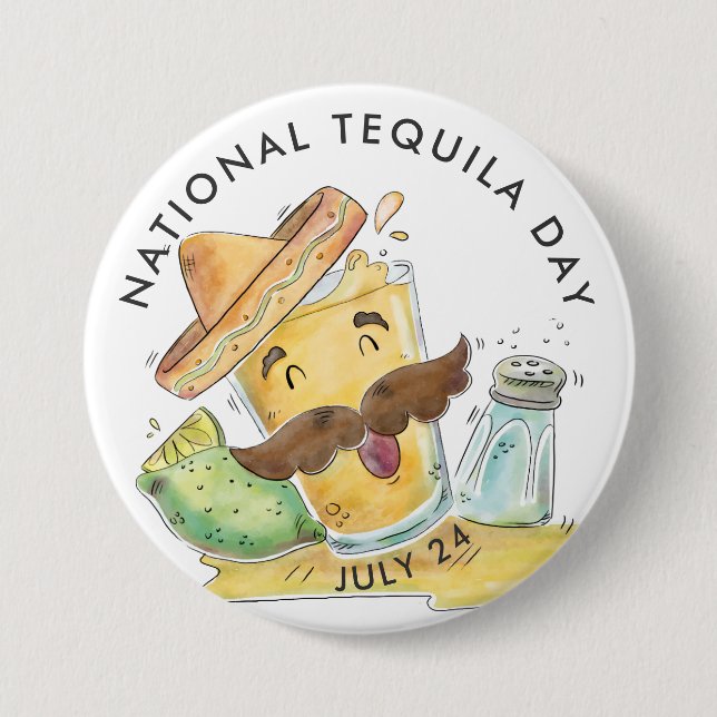 Nationaler Tequila-Tag, Aquarell Button (Vorderseite)