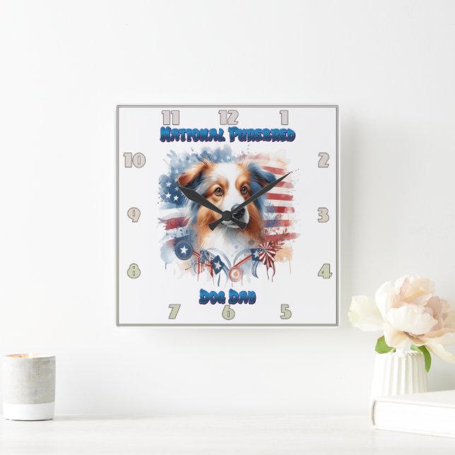 Nationales Festival der reinrassigen Hunde Quadratische Wanduhr (Zuhause)