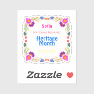 Nationales hispanisches Erbe Geburtstag farbenfroh Aufkleber