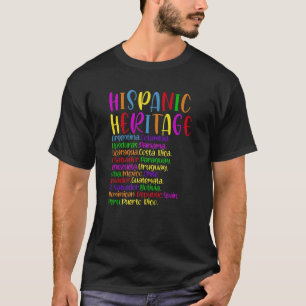 Nationales hispanisches Kulturerbe Monat Alle Länd T-Shirt