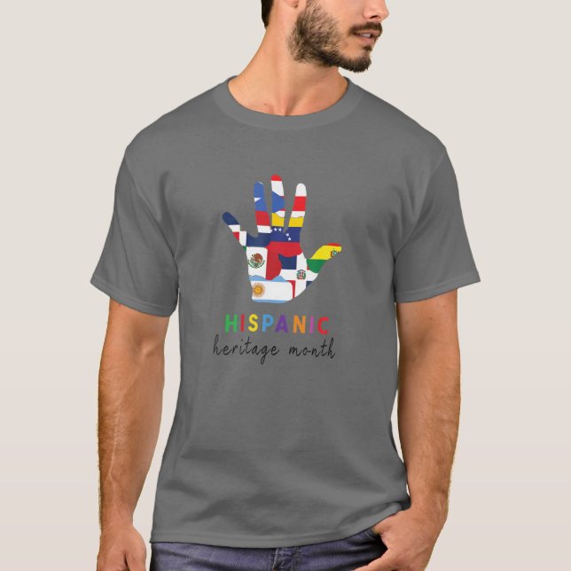 Nationales hispanisches Kulturerbe Monat mit Lände T-Shirt (Vorderseite)