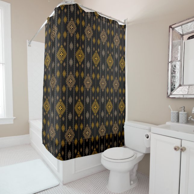 Nationales Muster Boho Kultur Ethnic Design Duschvorhang (Beispiel)