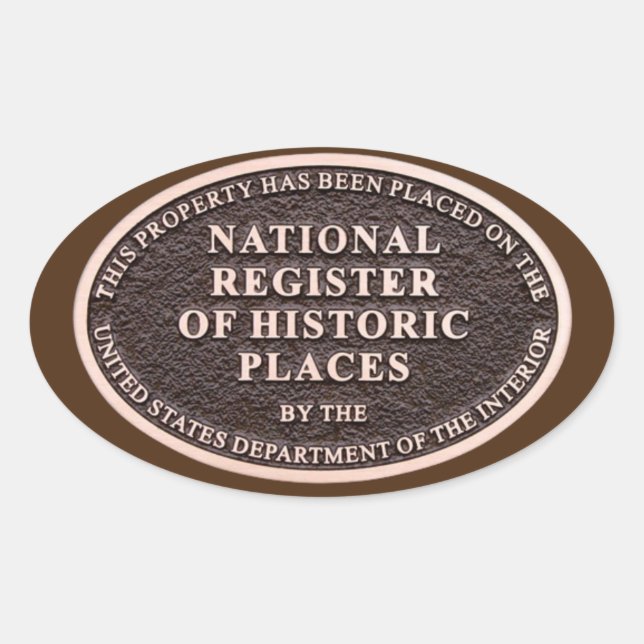 Nationales Register historischer Stätten Ovaler Aufkleber (Vorderseite)