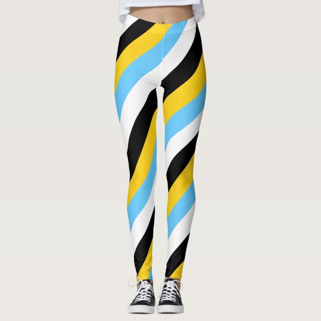 Nationalfarben der Flagge von Saint Lucia - Diagon Leggings (Vorderseite)