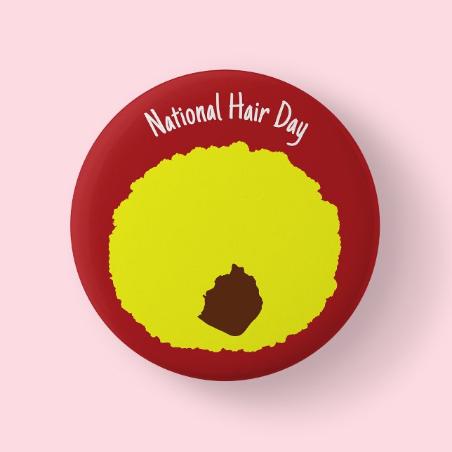 Nationalfeiertag - Gelbes Afro-Abzeichen/ Button (yellow afro national hair day)