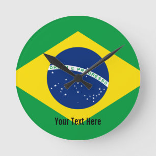 Nationalflagge Brasiliens Runde Wanduhr