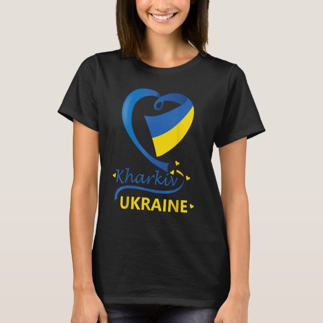 Nationalflagge Charkiv Ukraine - Emblem-Wappen T-Shirt (Vorderseite)
