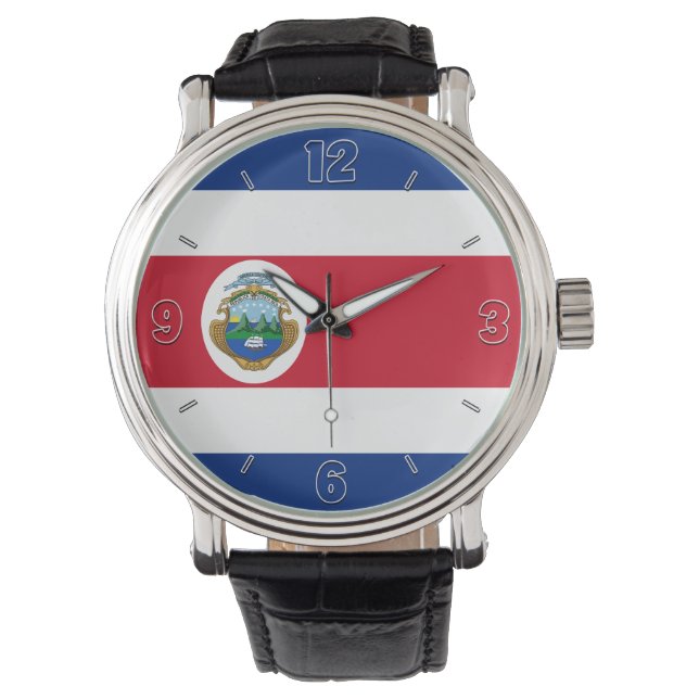 Nationalflagge Costa Rica Elegante Patriotic Armbanduhr (Vorderseite)