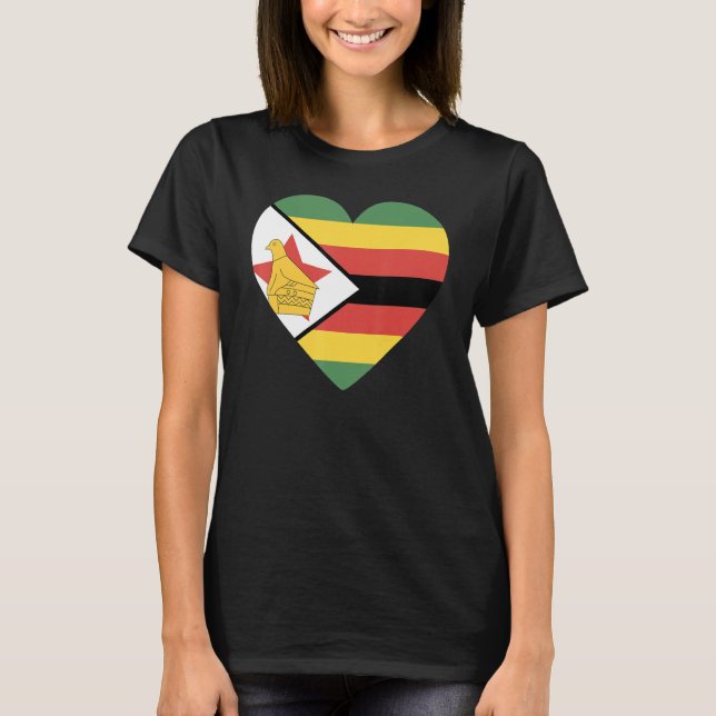 Nationalflagge des Souvenirs für Frauen in Simbabw T-Shirt (Vorderseite)