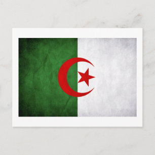 Nationalflagge Grunge Algerien Postkarte