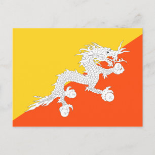 Nationalflagge in Bhutan Postkarte