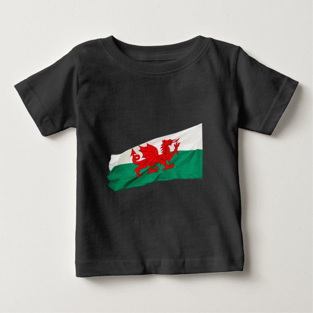 Nationalflagge Wales, Patriotischer Roter Drache Baby T-shirt (Vorderseite)