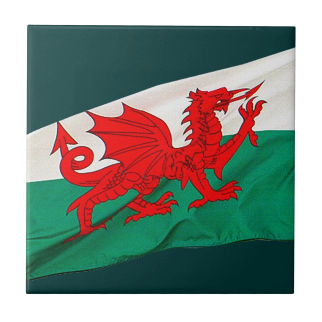 Nationalflagge Wales, Patriotischer Roter Drache Fliese (Vorderseite)