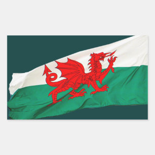 Nationalflagge Wales, Patriotischer Roter Drache Rechteckiger Aufkleber