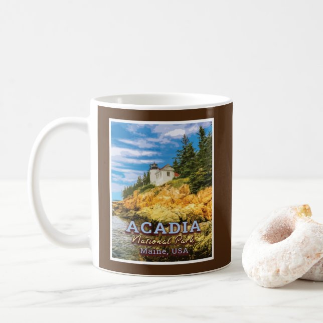 NATIONALPARK ACADIA - MAINE USA - BAR HARBOR KAFFEETASSE (Mit Donut)