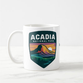 Nationalpark Acadia Sunset Abzeichen Illustration Kaffeetasse