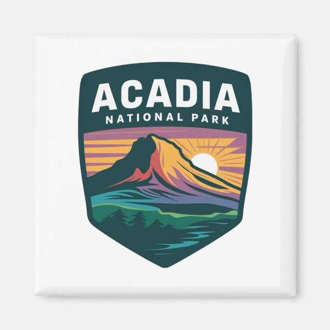 Nationalpark Acadia Sunset Abzeichen Illustration Magnet (Vorne)