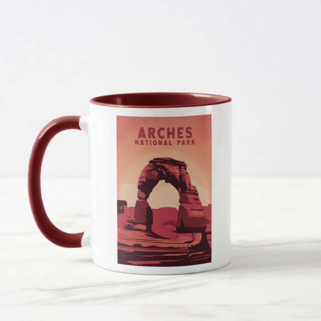 Nationalpark Arches Minimalistische Illustration Tasse (Links)